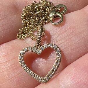 EFFY 14K YELLOW GOLD DIAMOND SMALL HEART PENDANT CHAIN NECKLACE HALLMARKED